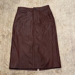 PAIGE Dark Brown Leather Pencil Skirt